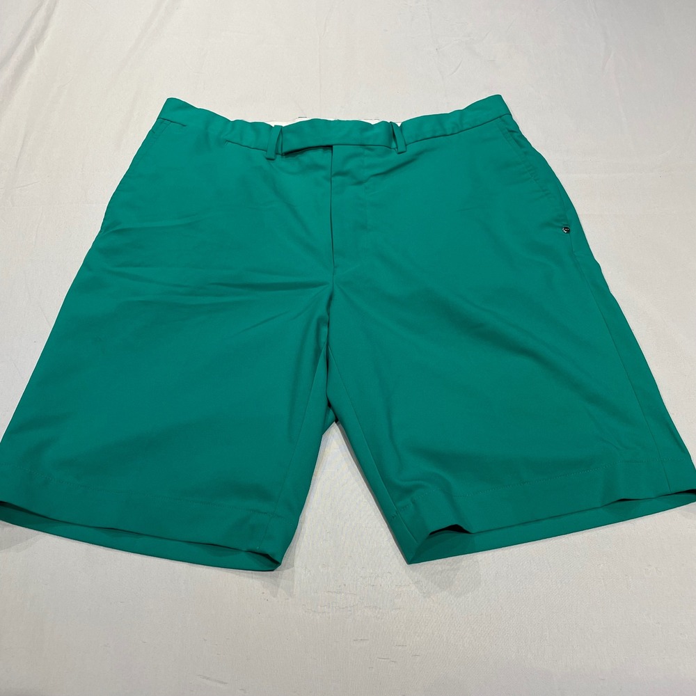 RLX Ralph Lauren Mens Golf Shorts Green Performance Flat Front Size 34 Polyester